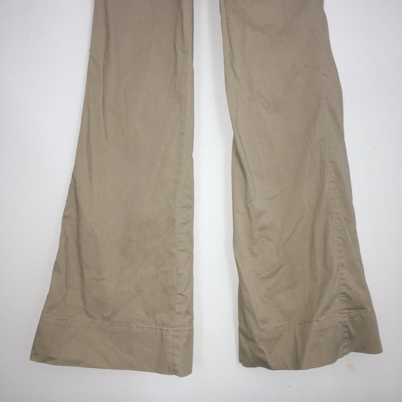 Jolt Maternity Juniors 3 Tan Cotton Blend Pull On Flat Front Flared Leg Khakis - Picture 3 of 11